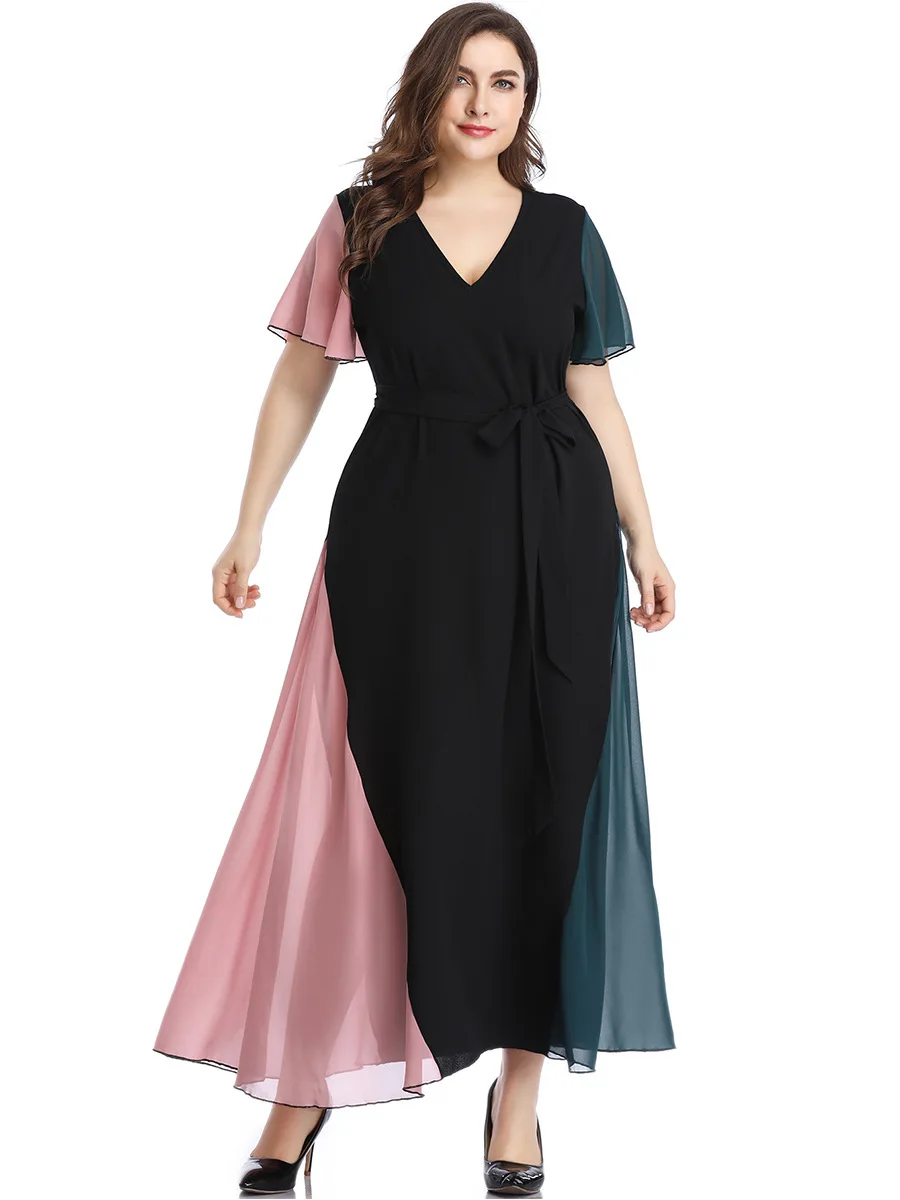 Velika velikost Obleko 2021 Nove Ženske poletni mozaik Obleko plus velikost dolgo Obleko Bodycon Ženski Elegantni Stranka plaža Obleko Vestidos