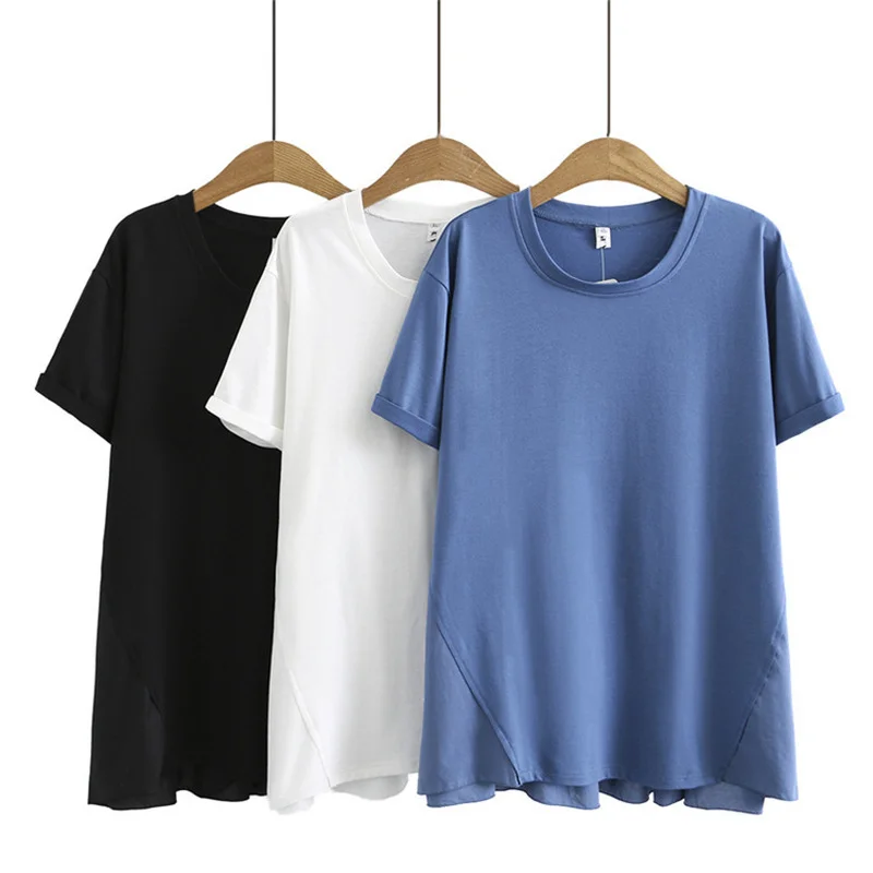 Plus Velikost XL-4XL Žensk Poletje Tshirts Priložnostne Trdna Vrhovi Preprosto Prevelik Majice