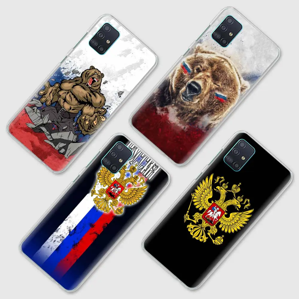Telefon Primeru za Samsung Galaxy A51 A71 A50 A21s A31 A20e A10 A70 A30 A40 A41 A11 Težko Prvotni Cover Rusija Zastavo nacionalni Medved