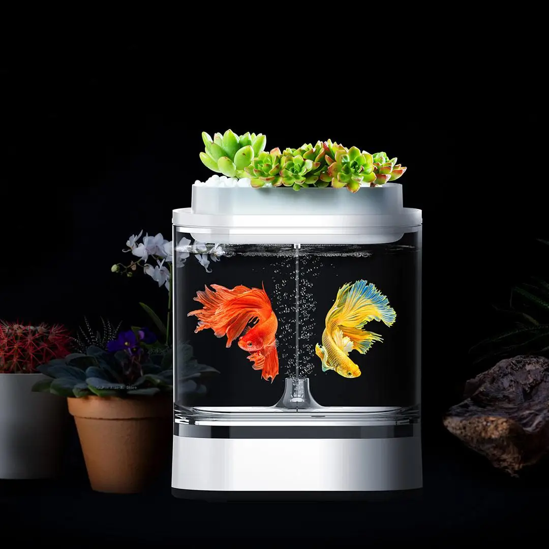 Mijia Geometrijo Mini Leni Fish Tank Pro USB Polnjenjem Self-čiščenje Akvarija s 7 Barv LED Luči Home office Akvarij