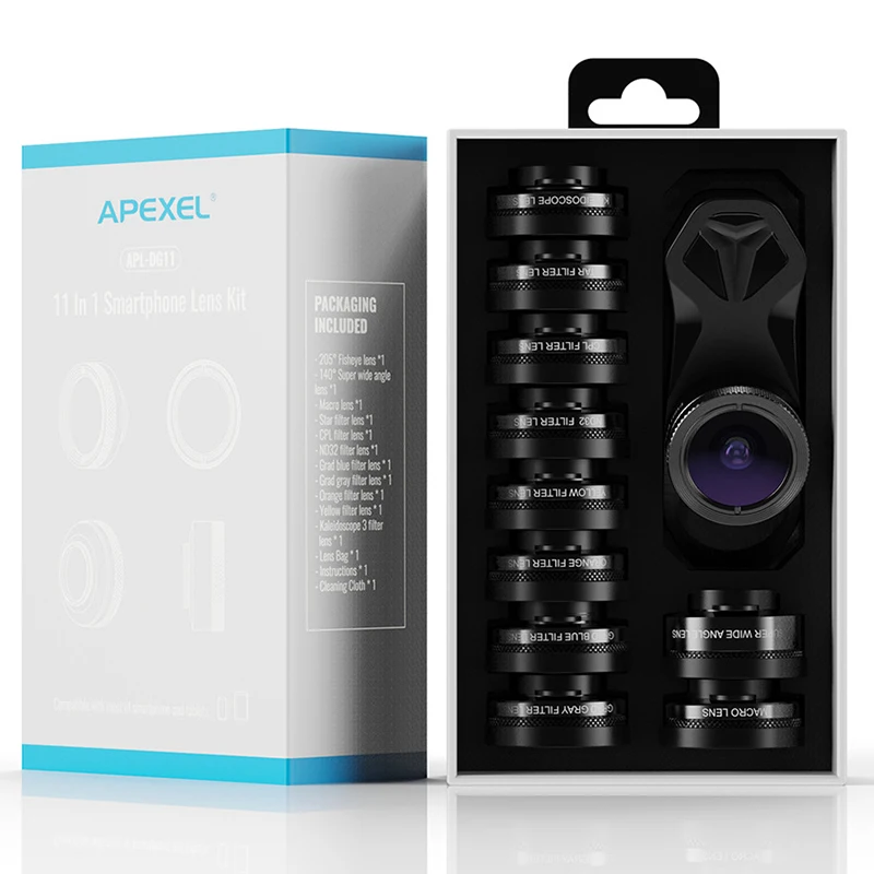 APEXEL 11 v 1 Kamera Telefona Kit Objektiv širokokotni Makro Barvno/Grad Filter CPL ND Star Filter za iPhone Xiaomi Vsi Pametni telefon