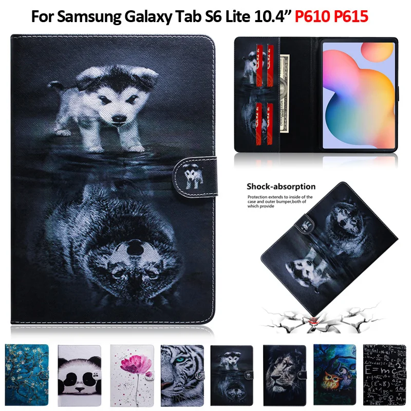 Barvni Vzorec Tiger, Lev, Volk Tablični Primeru Za Samsung S6 Lite P610 P615 Kritje Funda Za Samsung Galaxy Tab S6 Lite Primeru Coque