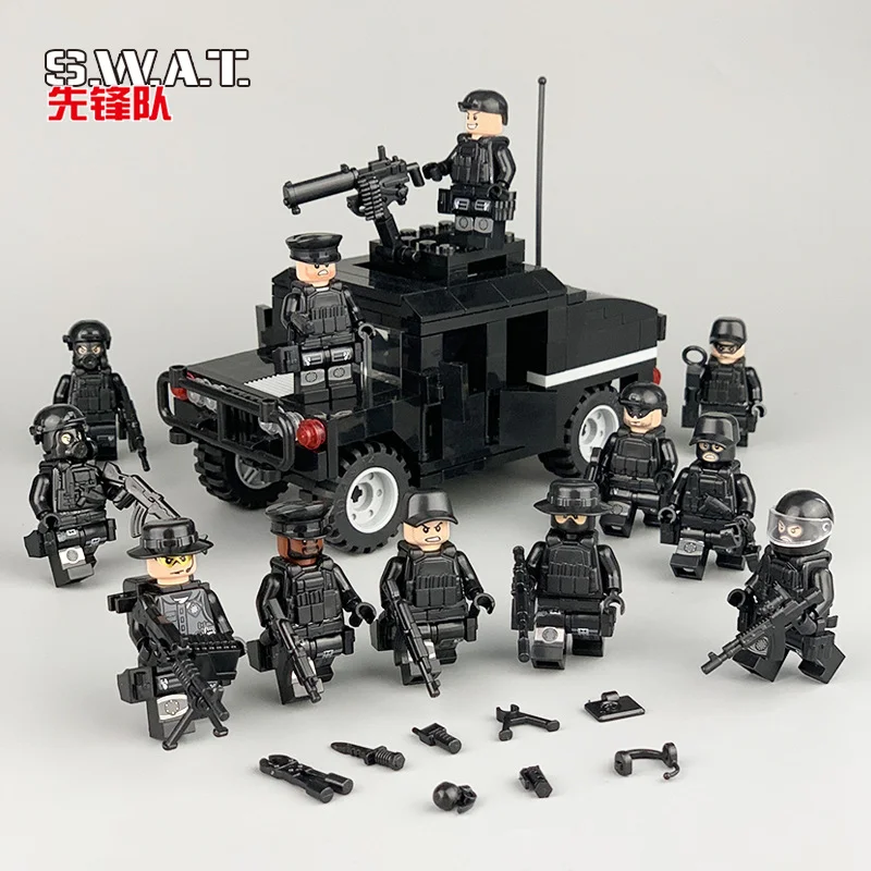 Sestavljeni Gradniki Vojaške Posebne Enote Vojakov Opeke Številke Pištole Orožja Združljiva Legoings Gradniki