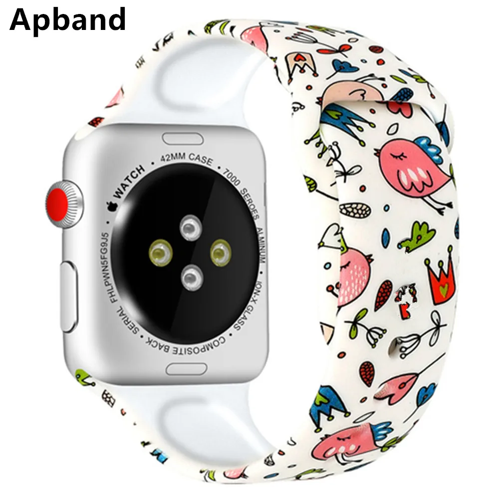 Silikonski Trak Za Apple Watch band 44 mm 40 mm 42mm 38 mm pulseira correa Tiskanje zapestnica apple ura iwatch 4 3 5 JV 6