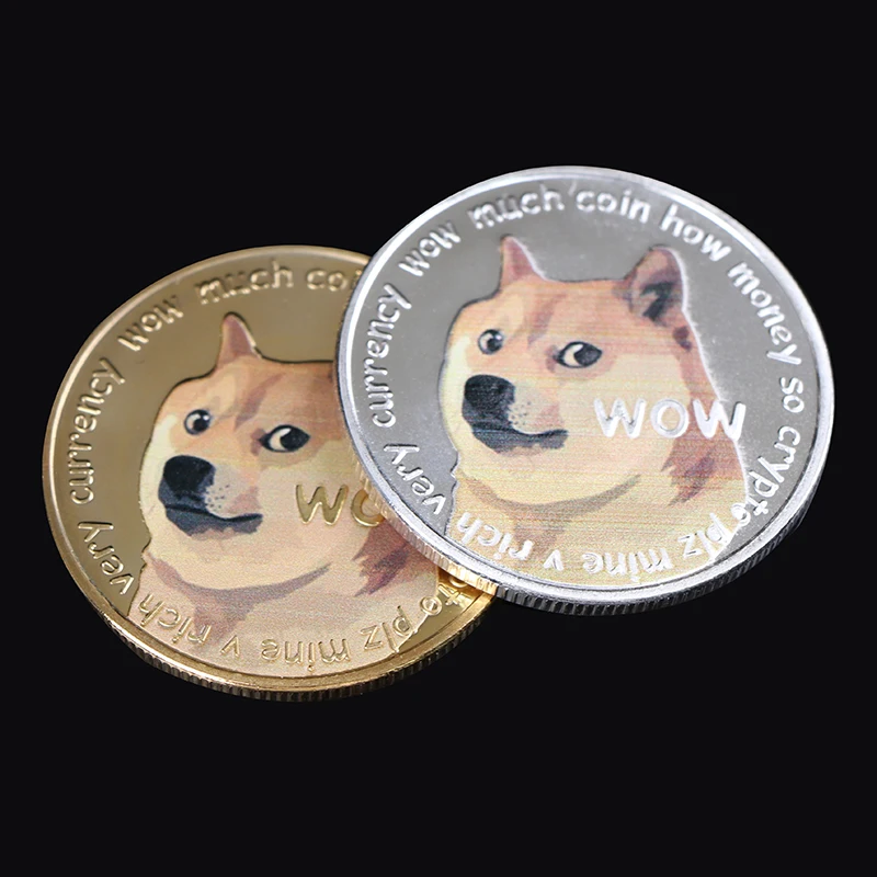 4 CM Gold Silver Plated Dogecoin Priložnostnih Kovancev Ljubek Pes Vzorec Spominek Kovancev za Zbiranje Daril