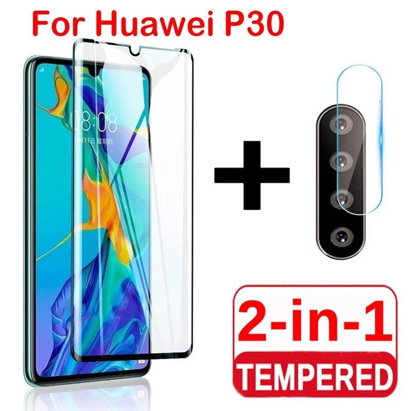 2 V 1, Celotno Zaščitno Steklo za Huawei P30 Pro Lite Zaslon Patron Nazaj Objektiv Kamere na Film, Kaljeno Steklo na Huawei P30 Lite