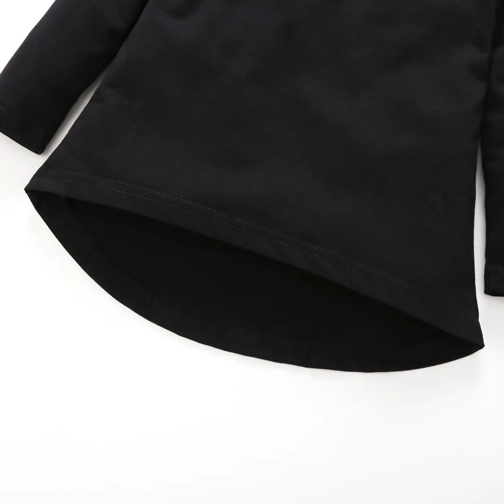 2020 Evropski in Ameriški Nova otroška Oblačila Dekleta Črno Dolgo rokavi T-shirt Kavbojke Dekleta Boutique Obleke