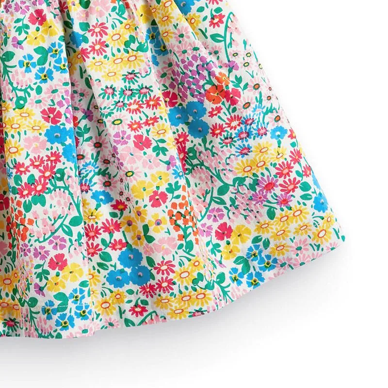 Poletje Baby Girl Obleke Cvet Tiskanja Bombaž Mini Lolita Šoli Srčkan Cvetlični Krila za Otroke 2-7 Let