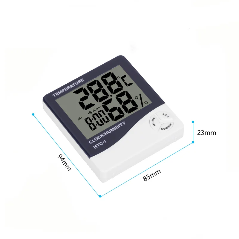 Digitalni LCD Elektronski Temperatura Vlažnost Metrski Zaprtih Termometer, Higrometer Vremenske Postaje Ure HTC-2 HTC-1