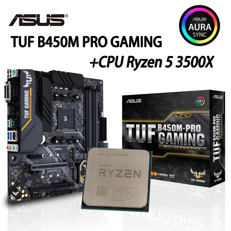 AMD Ryzen 5 3500X R5 3500X CPU + Asus TUF B450M PRO IGRALNE Terno placa de-Mãe Vtičnico AM4 CPU + Motherbaord barve Brez hladilnika