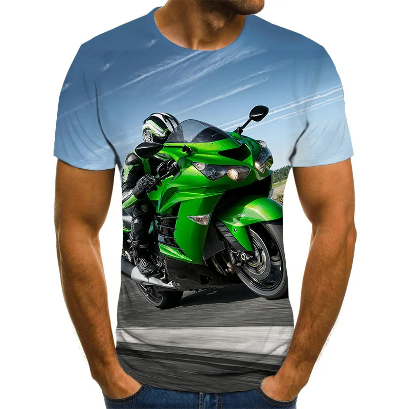 2021 Novi Dirkač Graphic T-Shirt 3D Punk Stil moška T-Shirt Poletje Moda Vrhovi Motocikel T-Shirt za Moške Plus Velikost Ulične