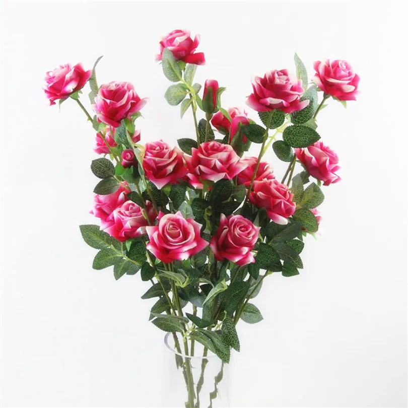 5pcs Umetno Dolgo steblo Curling Rose 5 Glav žametne Vrtnice Simulirani Rože Rdeče/Roza/Krema/Burgundija Barve Cvetja