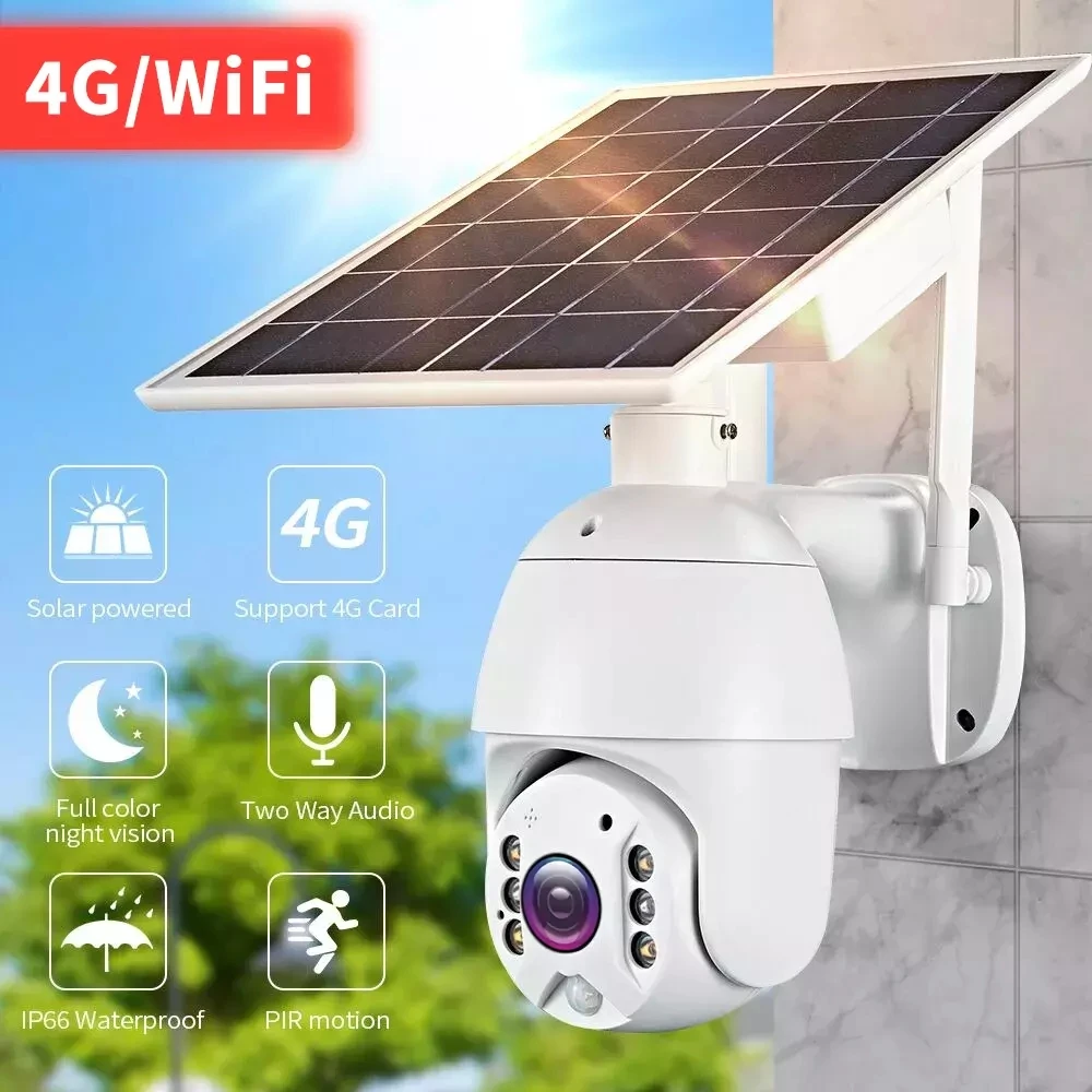 HONTUSEC 4G PTZ na Prostem Sončne IP Kamero 360 CCTV Night Vision dvosmerni Audio solarnimi Prostem Spremljanje Sončne Energije IP Kamere
