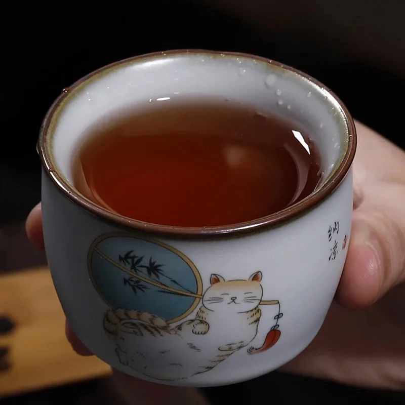 Novih 100 ml Retro Ru Peči Keramika Teacup skodelico Kave Ročno Čaj Skledo, Kitajski Čaj, set Pribor Master Teacup Drinkware Dobave