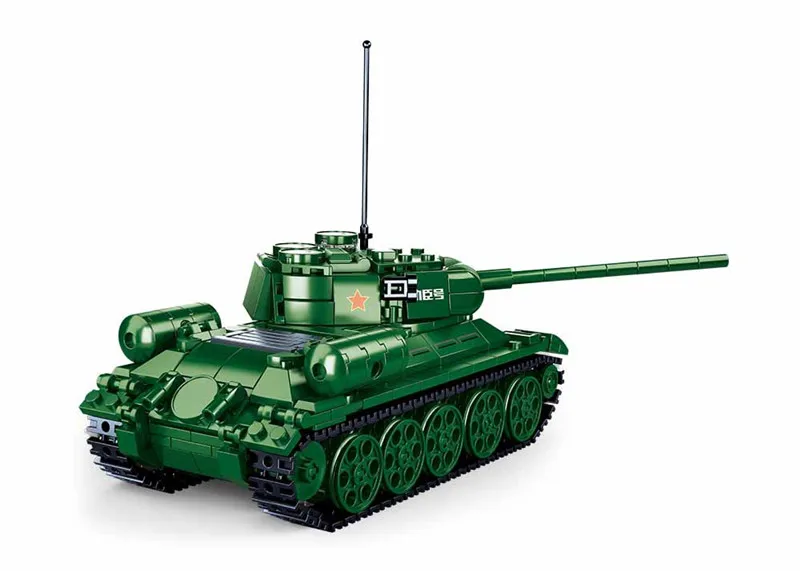 497Pcs Vojaške T34-85 Tank gradniki Določa DIY Ustvarjalne Vojske 215 Tank Model Opeke Izobraževalne Igrače za Otroke