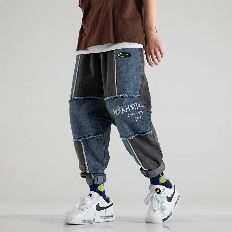 2021 Moda Za Moške Jeans Hlače Svoboden Multi Žepi Denim Tovora Hlače Ulične Hip Hop Harem Vrečasta Hlače