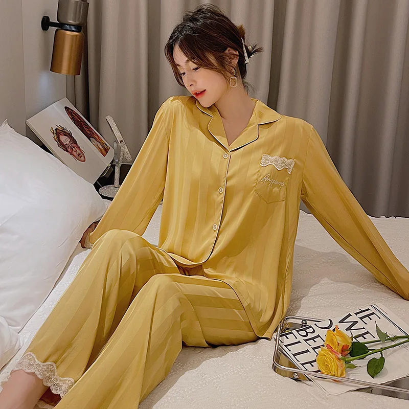Novo pižamo svile sladko čipke obleko temperament domov oblačila za ženske pižame