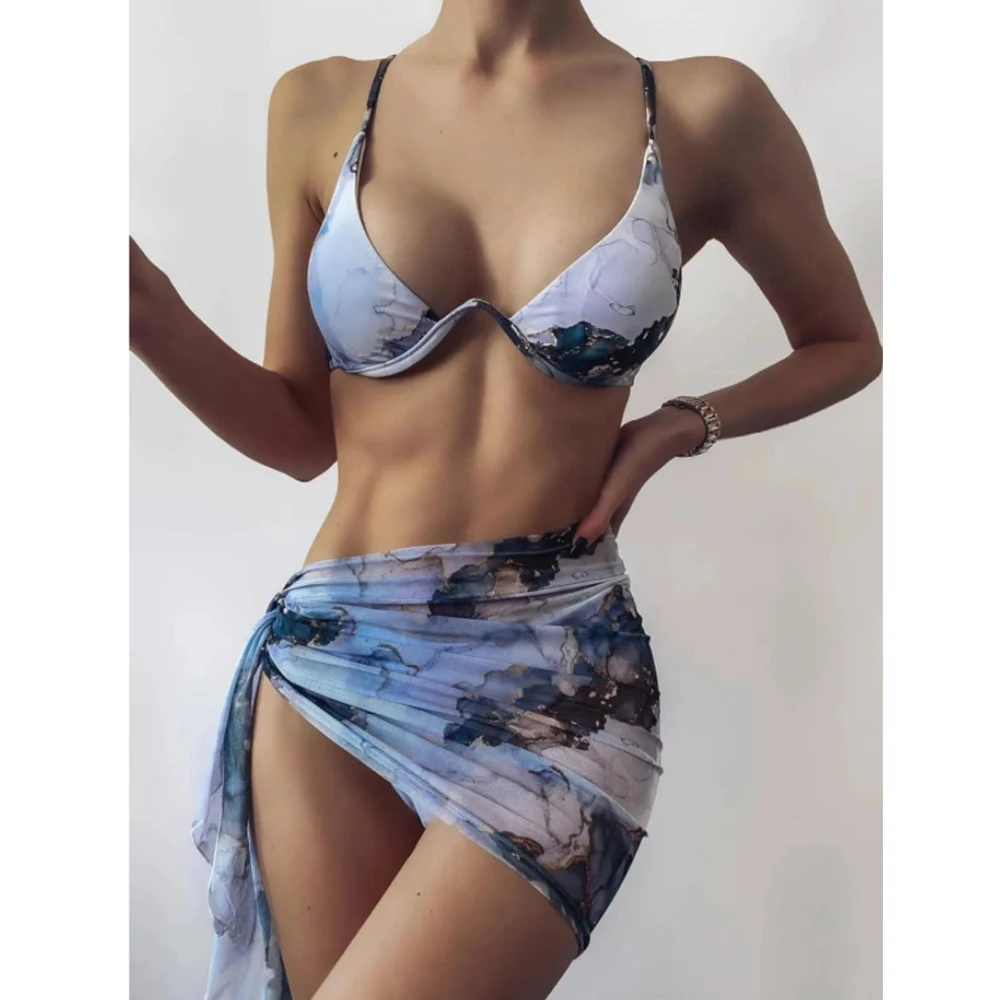 Seksi Proti-Bar Underwire Bikini 2021 Nove Tri Kose Bikini Komplet Kopalke Ženske Push Up Kopalke Ženske Kopalke Plažo Plavati