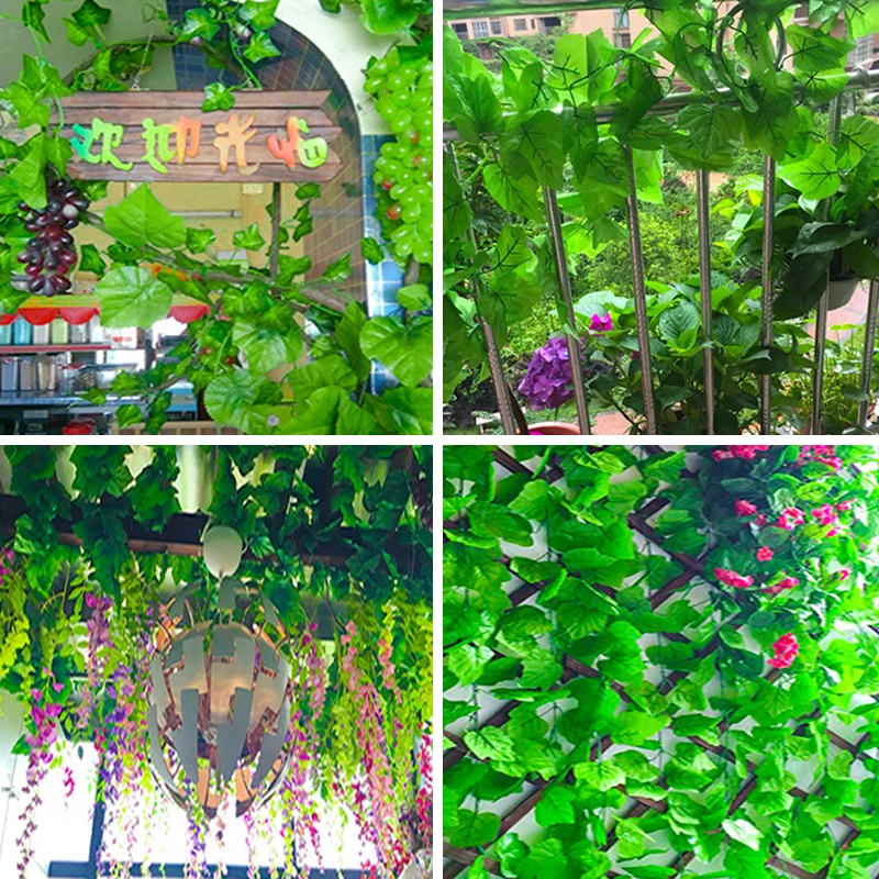 2/2.3 m Umetno Vinske Trte Simulacije Rattan Listi Visi Ivy Listov Ponaredek Zelenih Rastlin, Mansarda Ograjo Navijanje Garland Stranka Dekor