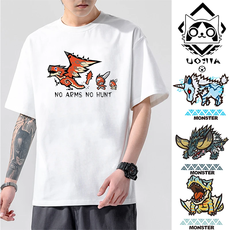 2021 Poletje Tshirts Monster Hunter Moške Harajuku Moda Hip Hop Ulzzang korejskem Slogu Unisex Risanka Natisni T-majice Oblačila