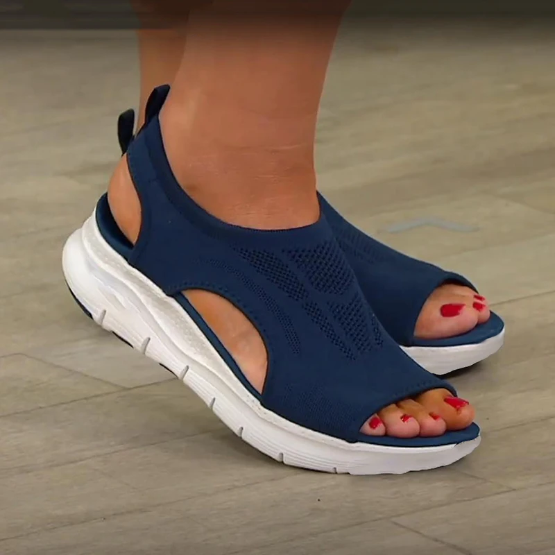 Ženske Sandali Barva Votlih Iz Očesa Priložnostne Ženske Klin Čevlji Platforme Open Toe Slip-On Ženski Sandalias Mujer Zapatos