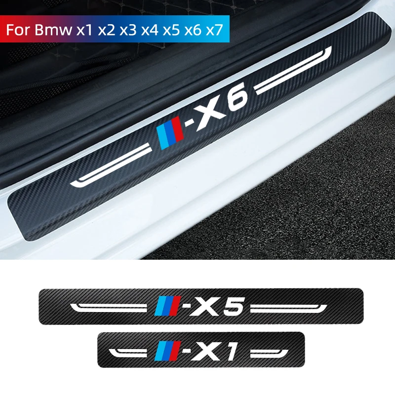 Za BMW X1 X2 X3 X4 X5 X6 X7 4PCS ogljikovih vlaken Avto Nalepke Vrata Prag Stražar Vrata Avtomobila Polico Izvažajo Ploščica Pedal Kritje Trim