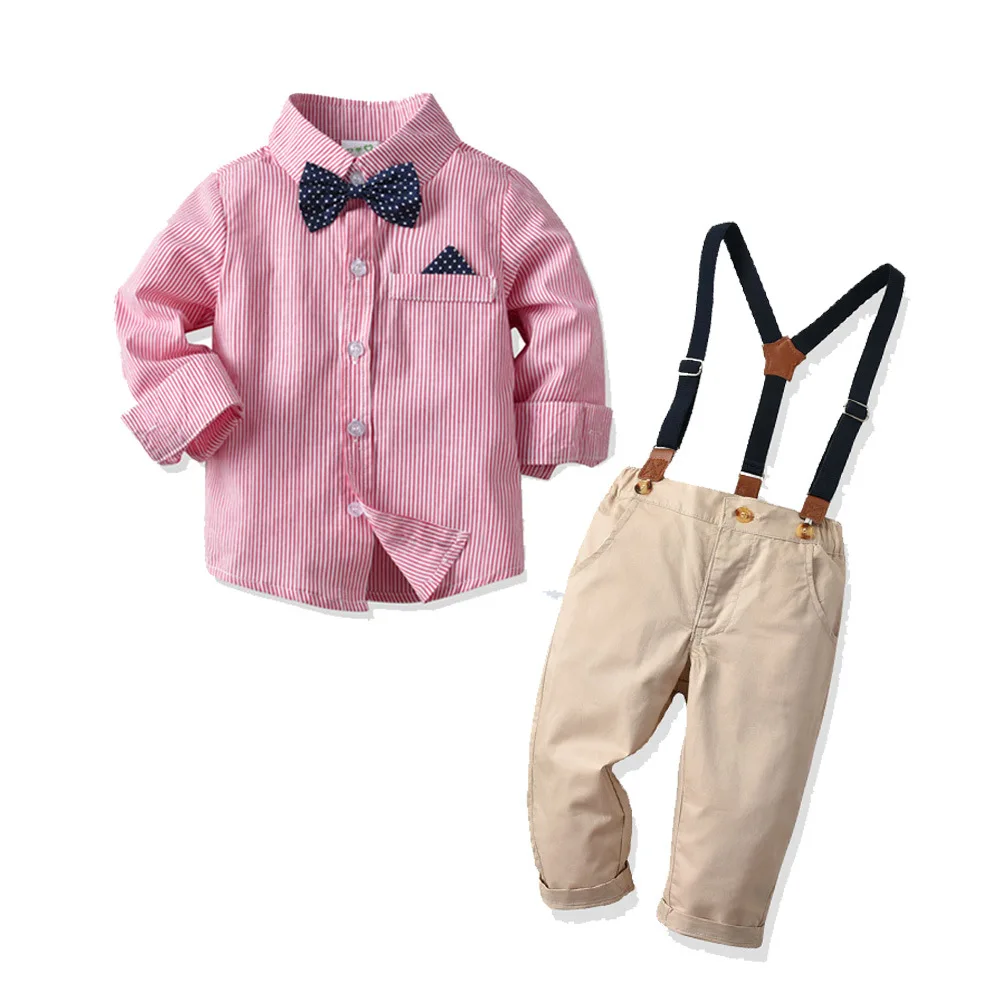 Novo pomlad in jesen otrok fantje bowknot oblačila oblačilo dojenček gospod visoke kakovosti kratka majica + hlače malčka fant oblačila