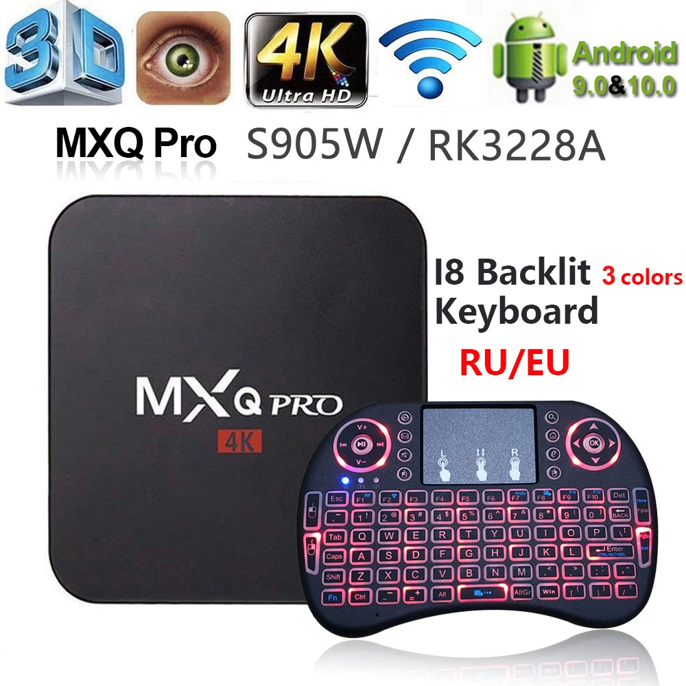 MXQ PRO Smart 4K TV Box Android 10 RK3228 Amlogic S905W 2G 16G HD 3D 2.4 G WIFI TVBox Google Play Youtub Media Player Set Top Box