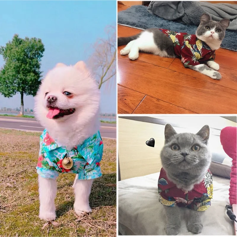 Pes Majice, Obleke Poletje Plaža Oblačila Telovnik Za Mačke, Pse Oblačila Cvetlični T-Shirt Hawaiian Za Mala Velika Psa Chihuahua