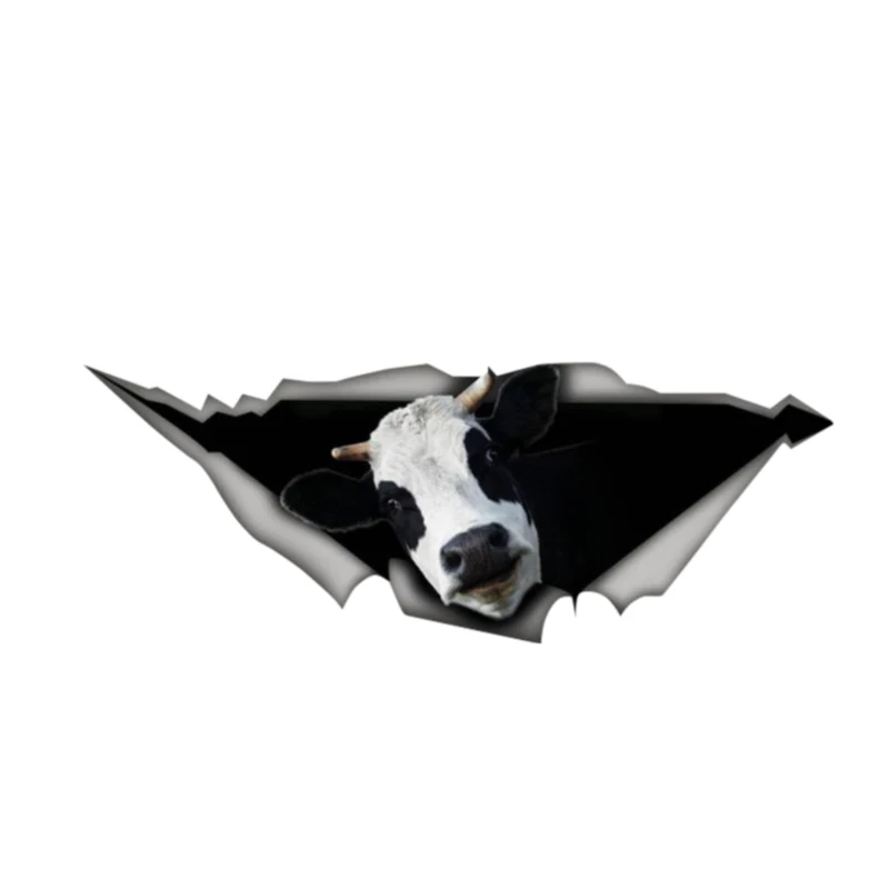 Ustvarjalne Avto Nalepke Krava 3D Raztrgana Kovin, Divje Živali, Dodatki, motorno kolo, Nepremočljiva Avto Okno Nalepke PVC 13 cm X 5 cm