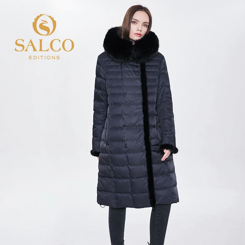 SALCO 2020 najnovejše najbolje prodajanih naravnih žival lisica krzno 90% navzdol dolgo jakno, toplotne jakna