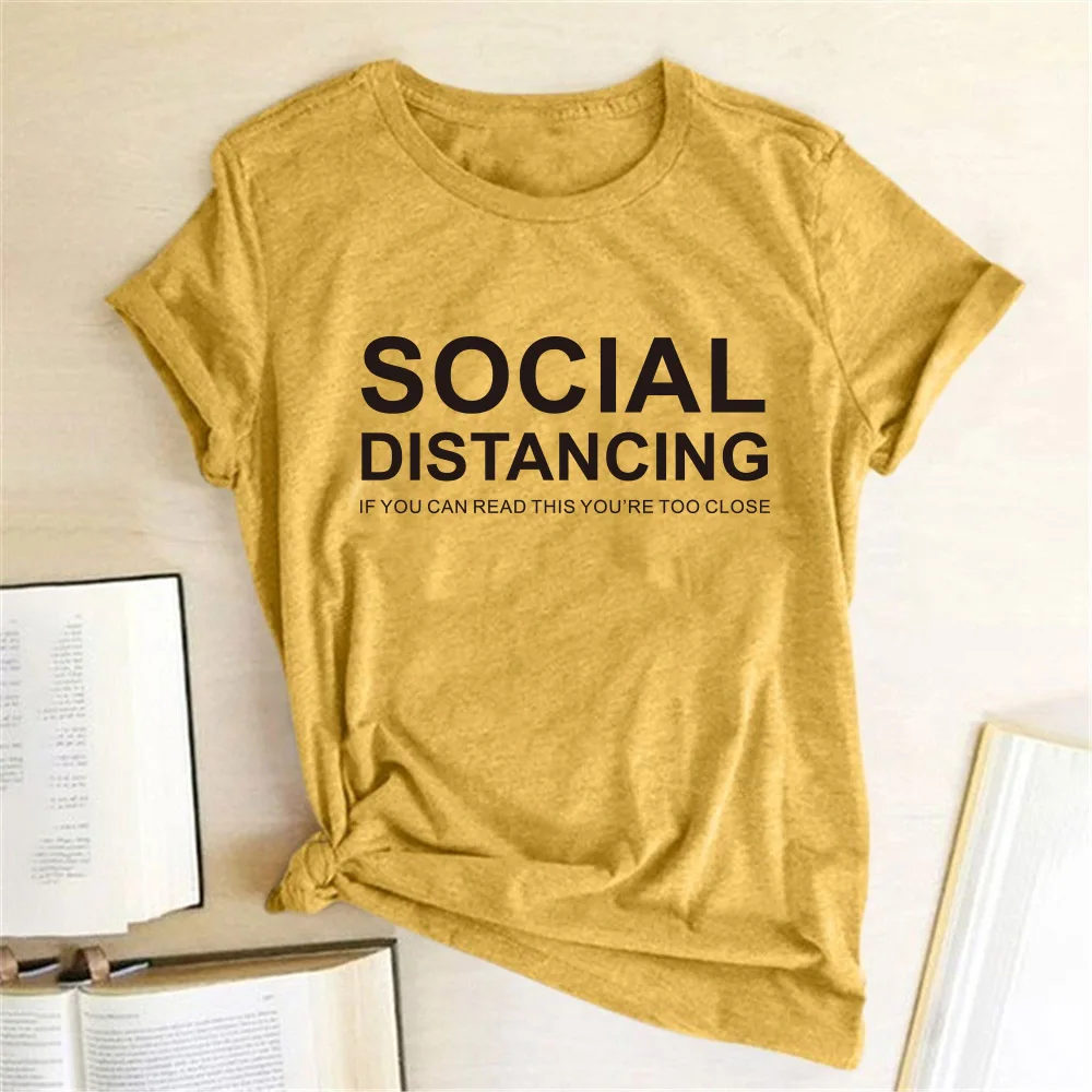 Socialni Oddaljujejo Natisnjeni Ženska Tshirts Poletje Harajuku Vrh Priložnostne Majice za Ženske Ženski Krog Vratu Oblačila Mujer Camisetas
