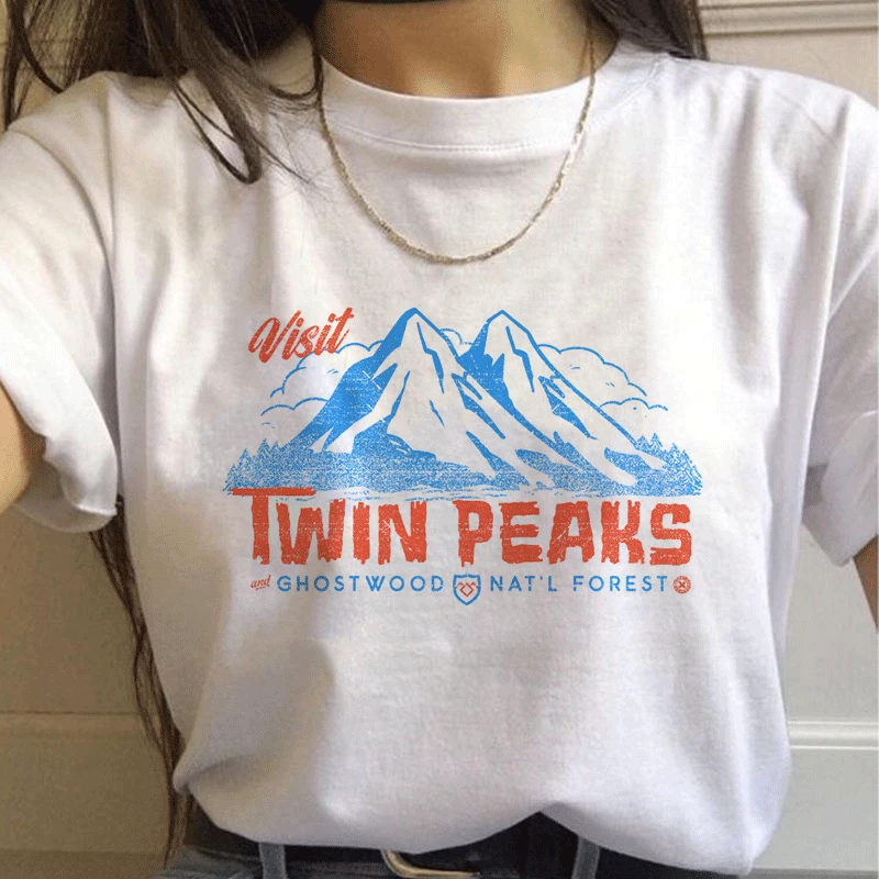 Twin Peaks Majice s kratkimi rokavi Ženske 2019 Novo Poletje Harajuku Kratkimi Rokavi Tshirt Plus Velikost O-neck Majica Dame Ulične Ženske Vrhovi