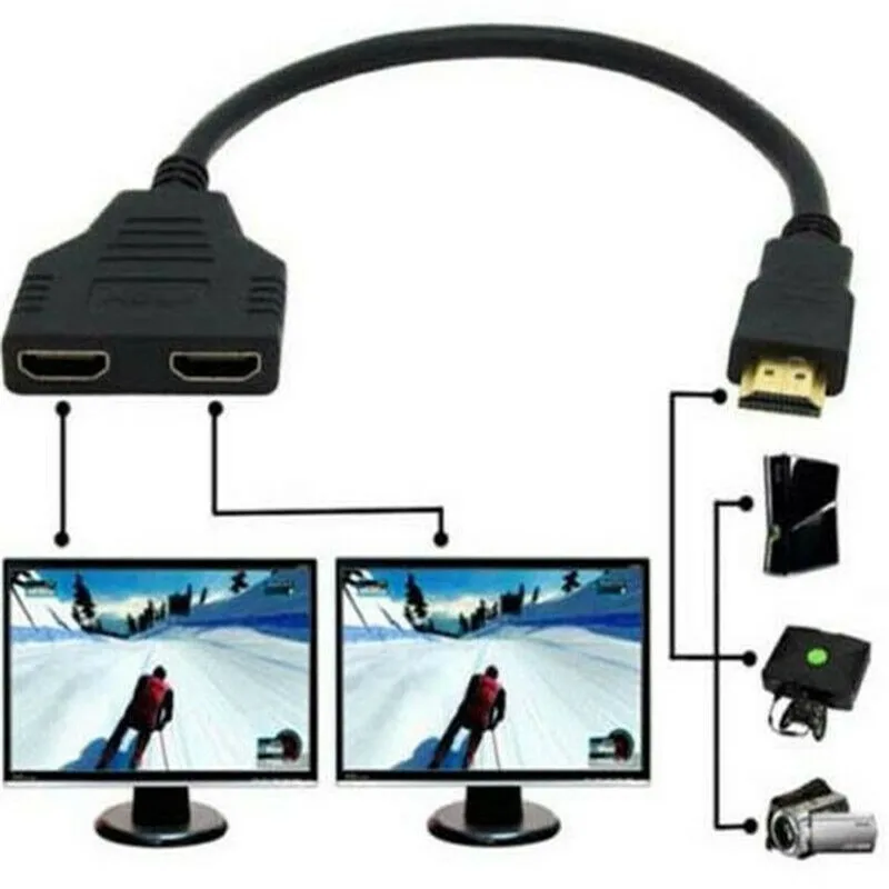 Za PS3 HDMI je združljiv Splitter 1 Vhod Moški 2 Ženski Izhod Vmesnik Kabel Adapter 1080P Igre, video Posnetke Multimedijskih Naprav