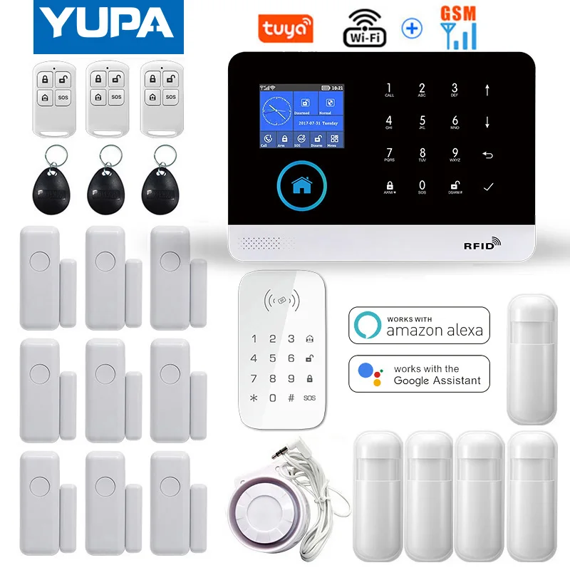 WIFI GSM Home Security Alarmni Sistem Z Brezžično Tipkovnico & Senzor Gibanja Vlomilec Anti Theft TUYA APP Remote Control Smart Kit
