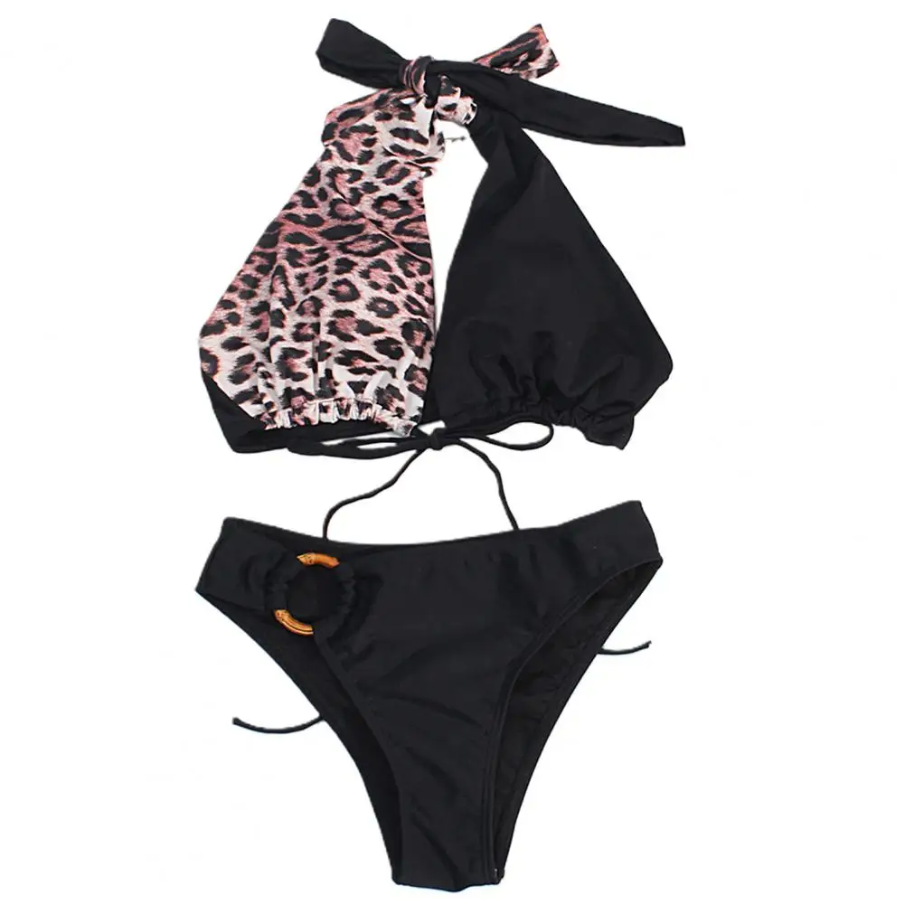 2021 Ženske Sexy Poletne O Ring Tangice Hlačnic Leopard Povodcem Modrc Plaža, Bikini Kopalke