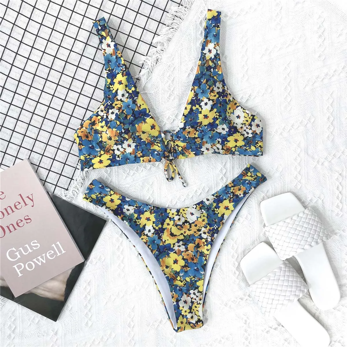 Bikini Push Up Bikini Komplet 2021 Visoko Pasu Kopalke Za Ženske Kopalke Ženske Cvetlični, Plavanje Obleko Plažo Biquini Seksi Bather