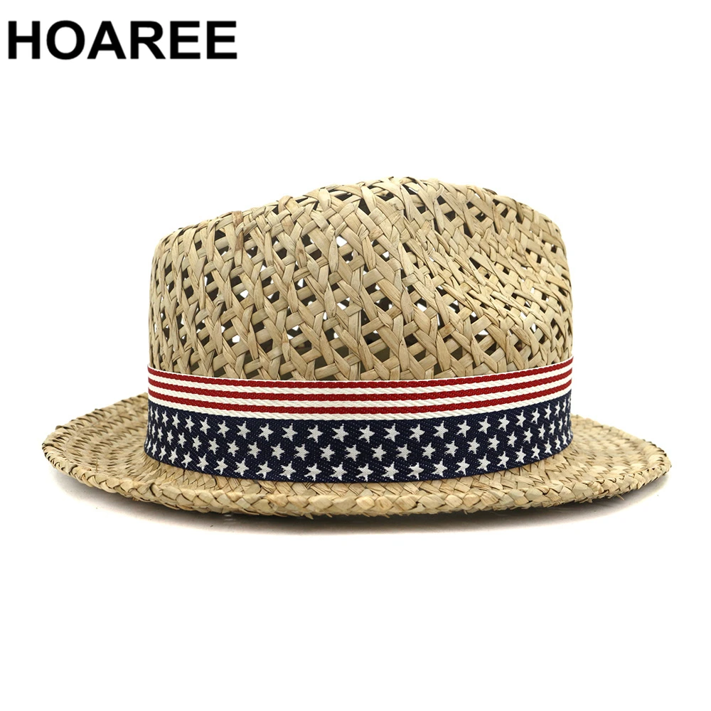 Ženska poletni klobuki Slame Sun Pokrivalo Moški Jazz Trilby Klobuki Moški Ženski Porkpie Britanski Petimi Zvezdicami Počitnice na Plaži ob Morju Fedora Skp