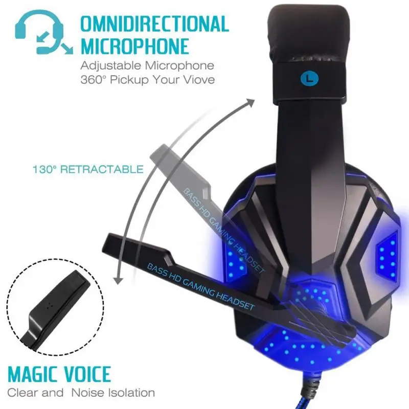Gaming Naglavne Slušalke Globok Bas Stereo žične igralec Slušalke Mikrofon z osvetlitvijo za PS4 Prenosni RAČUNALNIK Slušalke