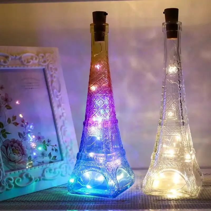 LED Vino Plute Steklenico Zamašek Luči Baterije-Powere DIY 1m / 2m Dekor Za Notranji Zunanji Bar Rojstni dan, Poroko Božični Zabavi