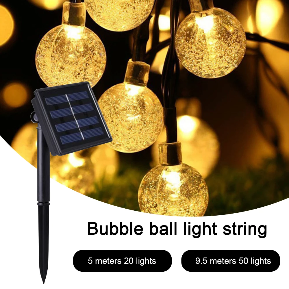 20/50 LED, Kristalno kroglo 5M/10M Solarna Svetilka Power LED Niz Vila Luči Sončne Venci Vrt Božični Dekor Za na Prostem