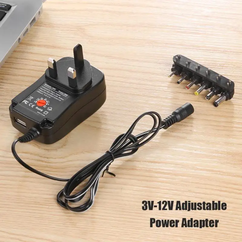 Univerzalni 3V/4.5 V/5V/6V/7.5 V/9V/12V 1A Nastavljiv USB Adapter Moči 30W Polnjenje Napajalni Adapter za Polnilnik EU/ZDA/VB Plug
