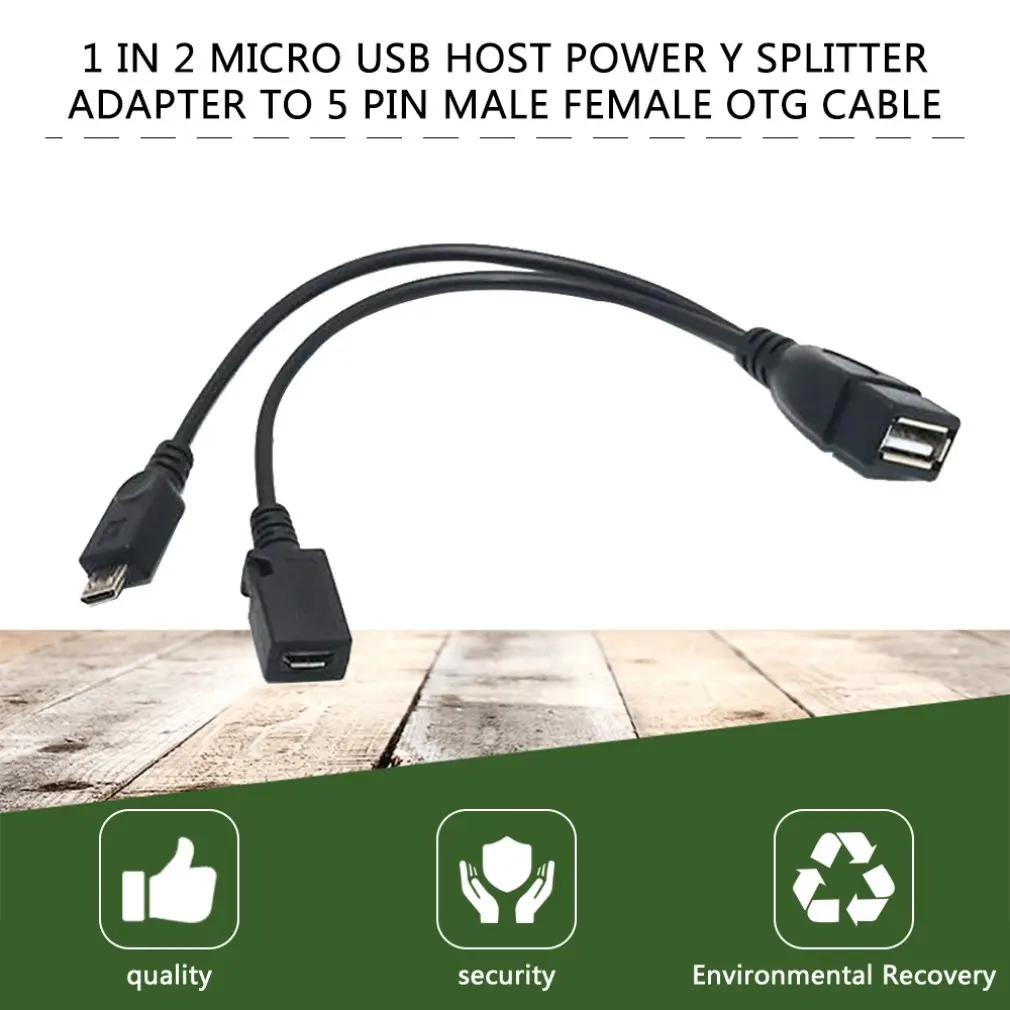 1 V 2 OTG Micro Usb Host Moč Y Razdelilnik Usb Adapter Za Mirco 5 Pin Moški Ženski Kabel Trajno Micro USB OTG Kabel