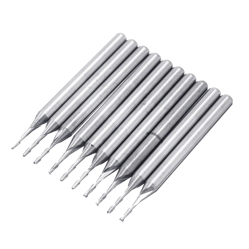 10pcs 2 Flutes End Mill Milling Cutter 1mm Carbide Flat Nose End Mills Router Bit Set For Woodworking Tool