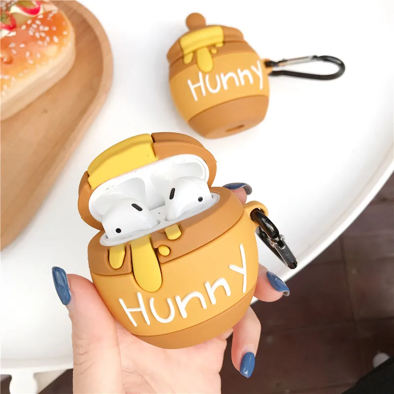 Disney 3D Srčkan Winnie Pooh Honey Jar Slušalke Mehko Silikonsko Ohišje Za apple Airpods 1/2 Bluetooth Slušalke Zaščitni Pokrov