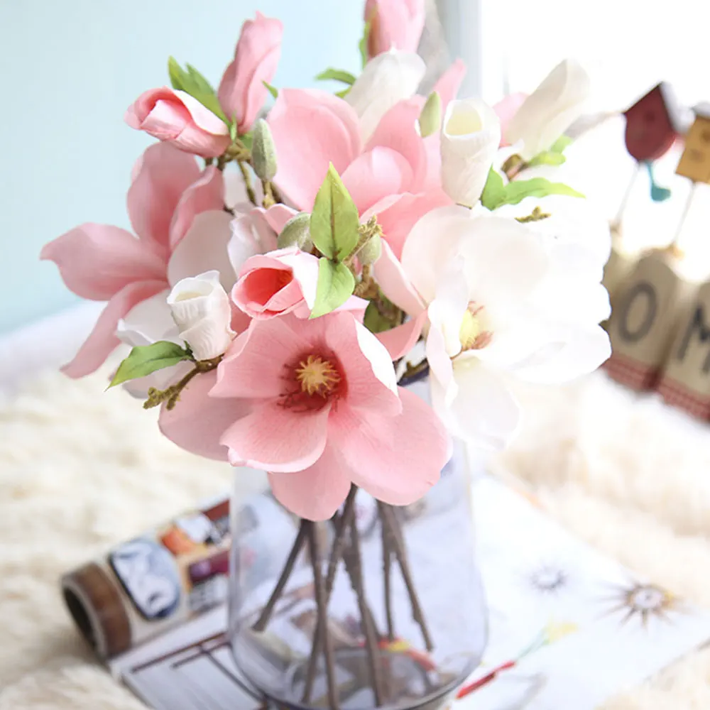 Umetno Cvetje Svile, Orhideja, Magnolia Veje DIY Poroka Dekoracija Za Dom, Božič, Valentinovo Darilo Ponaredek Cvetje