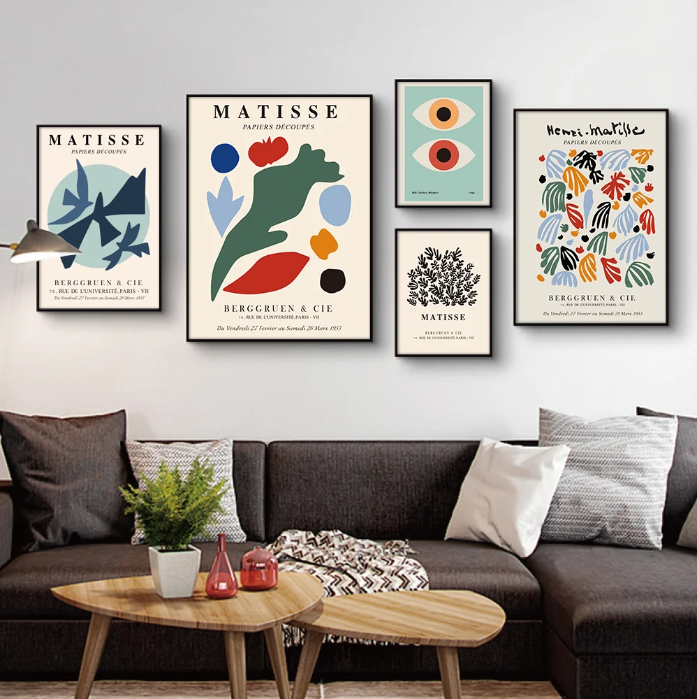 Matisse Minimalističen Tiskanja Slikarstvo Nordijska Plakat Barvite Stenske Umetnosti, Slikarstva In Bauhaus Razstava tiskanja Platno za Sobi Doma
