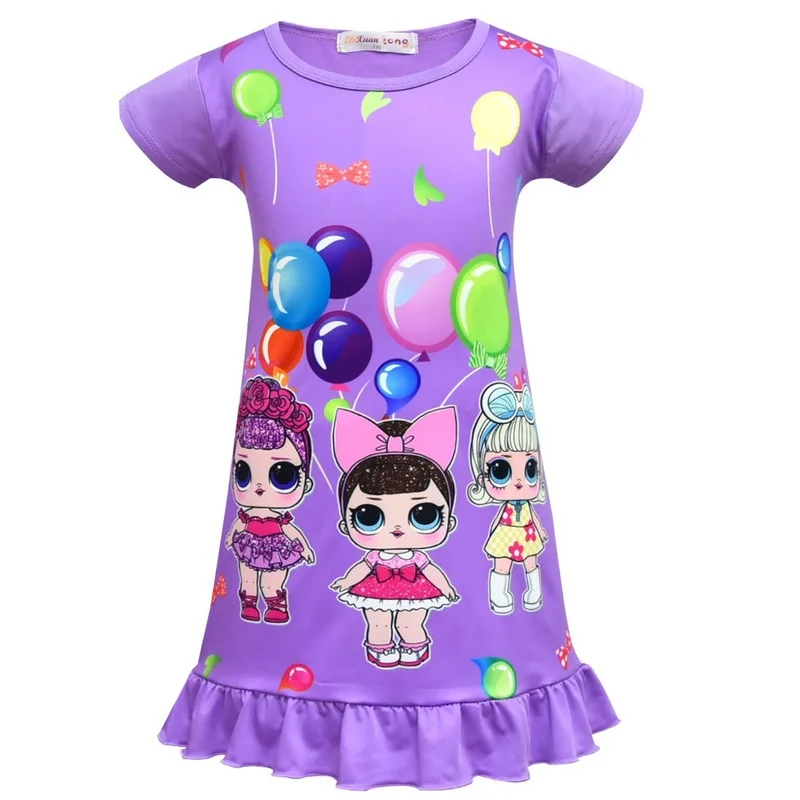3~10 Let Lol Presenečenje Lutka Risanka Vzorec Nova Moda Dekleta Poletje Obleko Pižamo Krilo Otroci, Oblačila za Dekleta