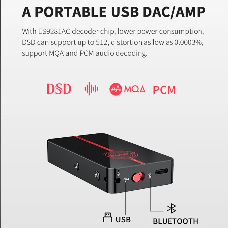 Hilidac Audirect Žarek 3plus Bluetooth Prenosni MQA USB DAC AMP Mini Ojačevalnik za Slušalke ES9281AC Čip DSD512 3.5/4.4 mm Izhod
