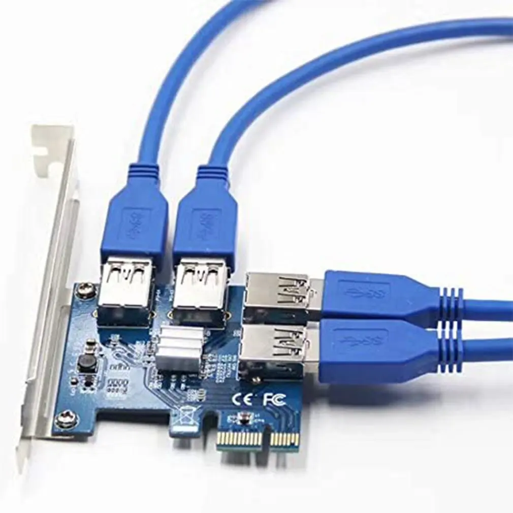 PCIe 1 do 4 PCI-express 16X reže za Kartico Riser PCI-E 1X na Zunanje 4 PCI-e USB 3.0 Adapter Multiplikator Kartico za Bitcoin Rudar